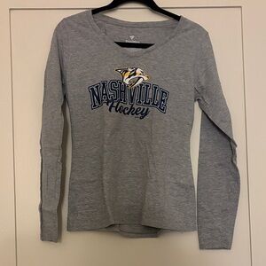 Fanatics Heather Gray Predators Nashville Hockey Long Sleeve Tee